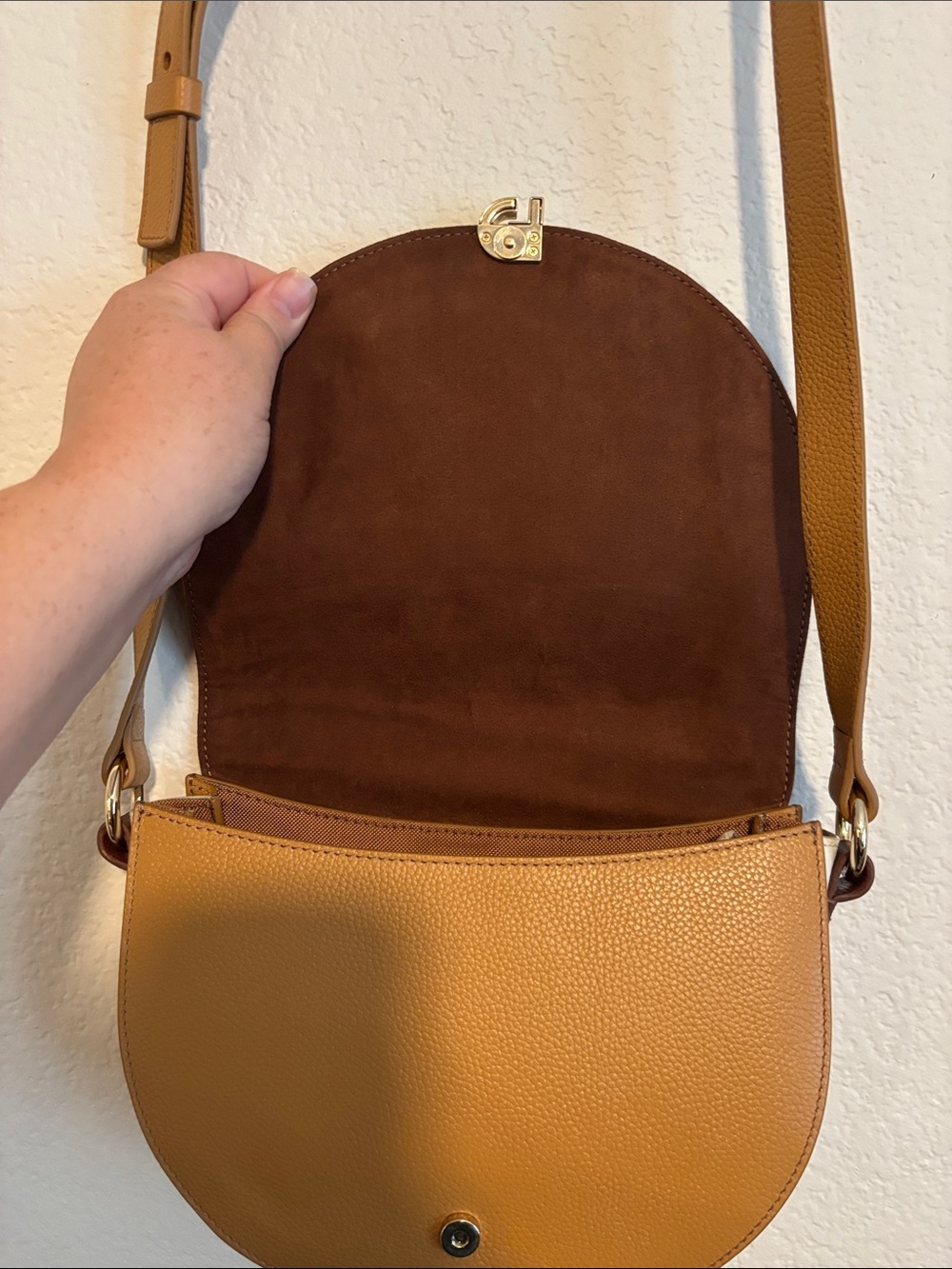 Cole Haan Brown & Tan Leather Crossbody Saddle Bag - Picture 4 of 5
